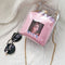 Women Small Bucket Bags Spray Map Plastic Transparent Totes Composite Chain T6Y3
