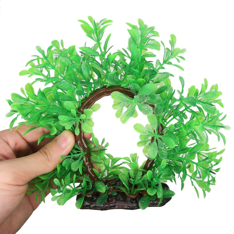 Curve Artificial Plastic Water Plant Decor For Fish Tank Ornament Circular