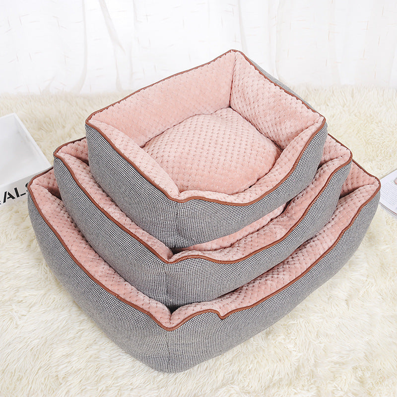 Cotton Linen Corn Kernels Pet Dog Cat Bed for Small Medium Pet Bed