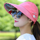 Sun Cap Ladies Foldable Beach Hat Wide Brim Plain Visor Hat Summer UV Sun P T1L9
