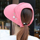 Sun Cap Ladies Foldable Beach Hat Wide Brim Plain Visor Hat Summer UV Sun P T1L9