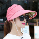 Sun Cap Ladies Foldable Beach Hat Wide Brim Plain Visor Hat Summer UV Sun P T1L9