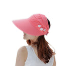 Sun Cap Ladies Foldable Beach Hat Wide Brim Plain Visor Hat Summer UV Sun P T1L9