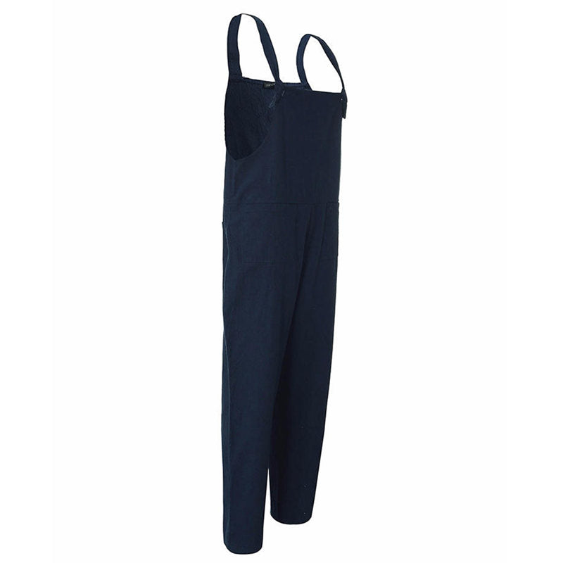 Women Summer Casual Pockets Jumpsuit Romper Overalls Dark blue XXXL X6D5