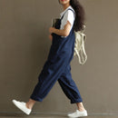 Women Summer Casual Pockets Jumpsuit Romper Overalls Dark blue XXXL X6D5