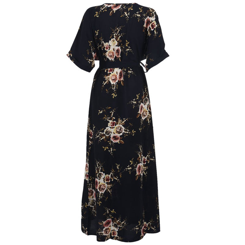 Summer New Europe and the United States plus size printing dress dress Bohe S5H2