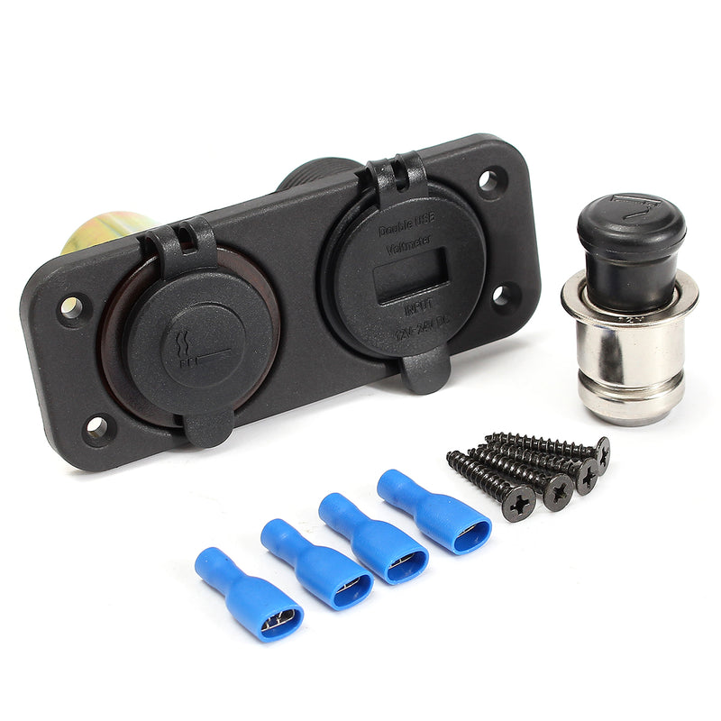 DC 12-24V Car Charger 2 USB Port + LED Volt Meterr + Car