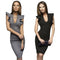 Women Deep V collar Sleeveless Elegant Ruffle Body con Party Dress Work Pen V9B2