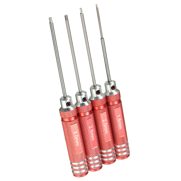 4PCS Stainless Steel 174mm Red Hex Screwdriver Repairing Hand Tool
