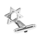 Mens Hexagonal Star Cufflinks Shirts Star of David Shaped Cuff/Collar Studs