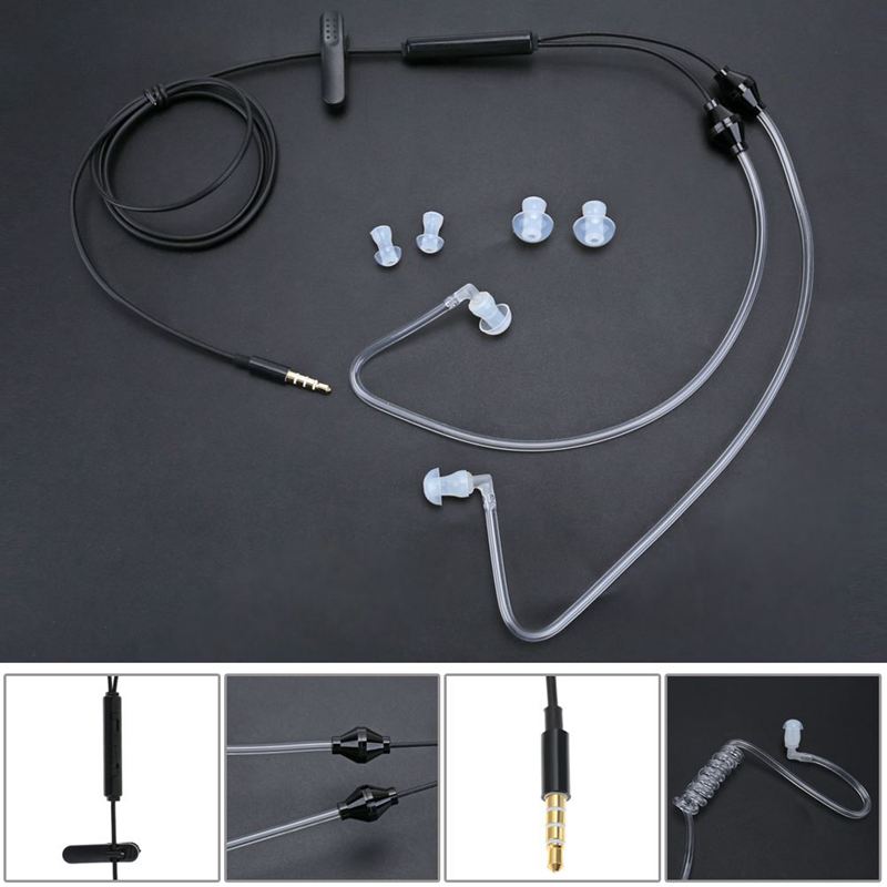 3.5mm Plug Air Tube Anti-Radiation Earphone 2 Air Acoustic Tube Stereo Head J6O4