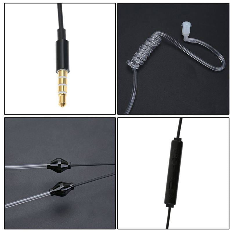3.5mm Plug Air Tube Anti-Radiation Earphone 2 Air Acoustic Tube Stereo Head J6O4