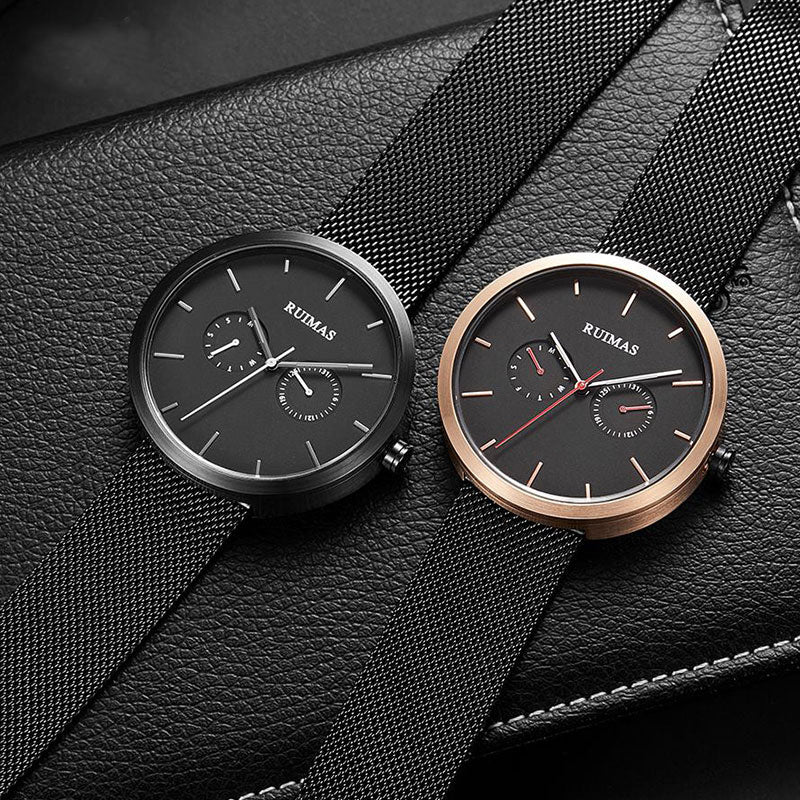 RUIMAS 567 Casual 3ATM Waterproof Multi-dial Fashion Stainless Steel Strap Men Quartz Watch