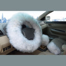 Winter Warm Wool Handbrake Cover Gear Shift Cover Steering Wheel Cover 38cm
