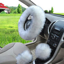 Winter Warm Wool Handbrake Cover Gear Shift Cover Steering Wheel Cover 38cm