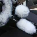 Winter Warm Wool Handbrake Cover Gear Shift Cover Steering Wheel Cover 38cm