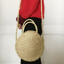 Lady Fresh Handbag Summer Beach Tote Handmade Rattan woven Round Handbag Vi H5J9