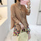 Lady Fresh Handbag Summer Beach Tote Handmade Rattan woven Round Handbag Vi H5J9