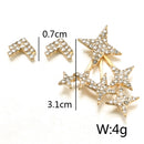 Statement Full Rhinestone Arrows Stars Gold Stud Earring Punk Party Jewelry for Girl Women