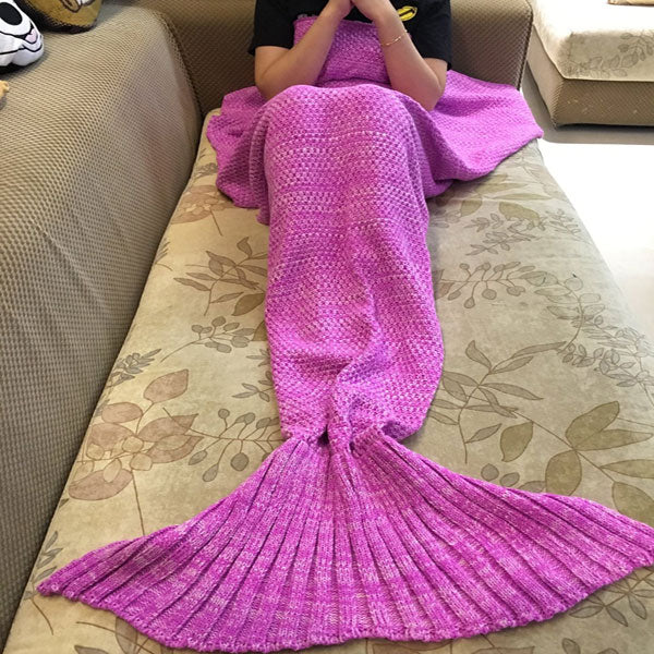 Honana WX-37 180x90cm Knitting Mermaid Tail Blanket Home Office Acrylic Fibers Warm Soft Sleep Bag