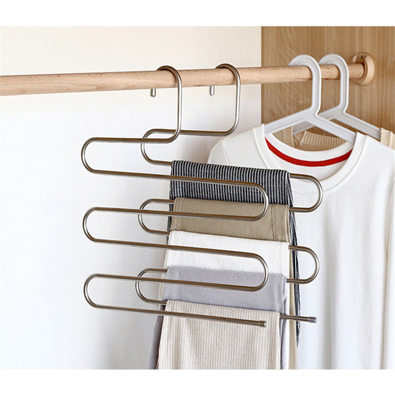 Mrosaa 5 layers S Shape MultiFunctional Clothes Hangers Pants Storage Hangers Cloth Rack Multilayer Storage Cloth Hanger