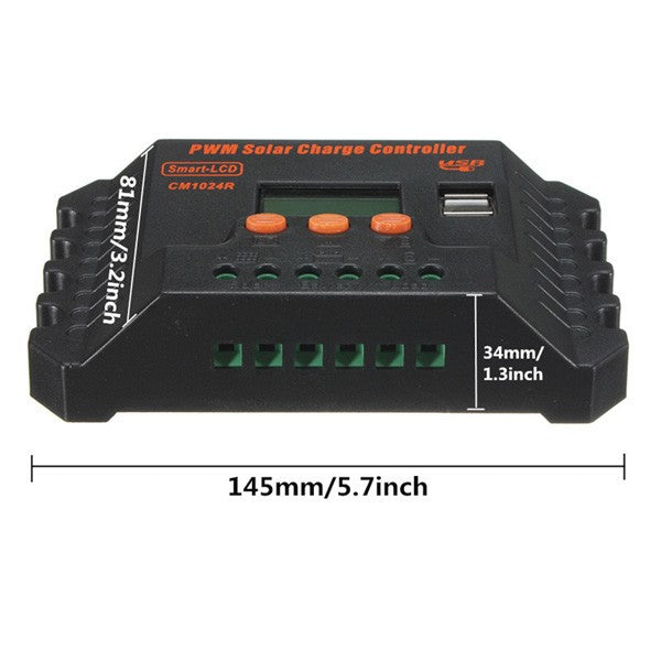 LCD 10/15/20/25/30A 12V/24V PWM Solar Panel Regulator Charge Controller