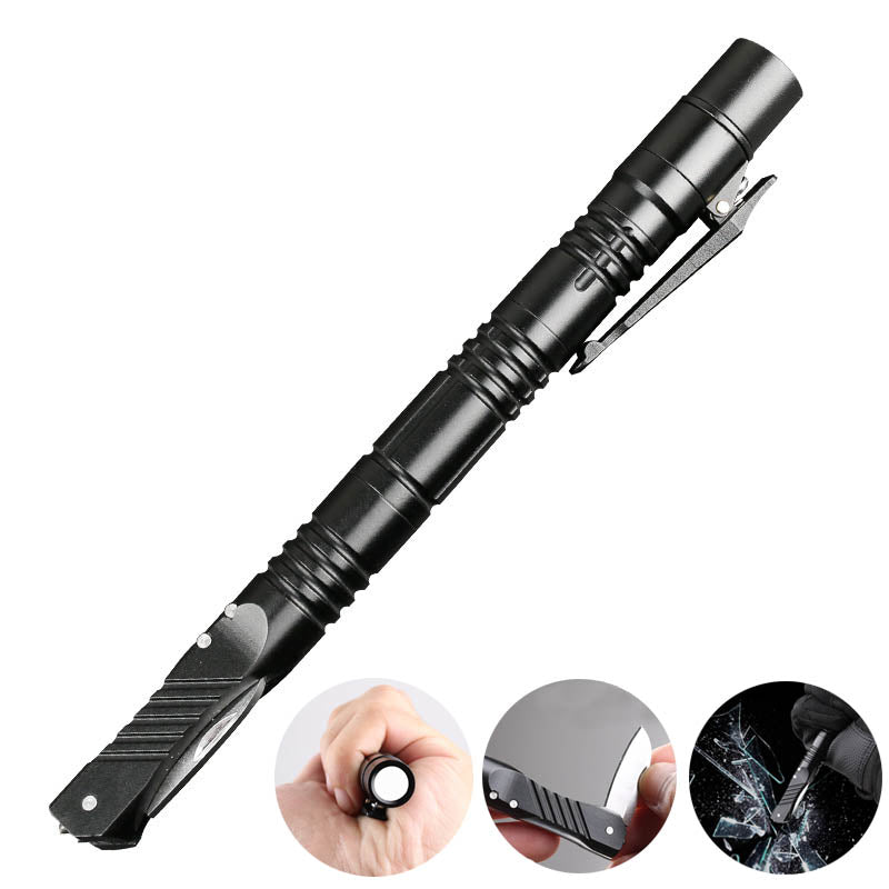 ZANLURE B23 Outdoor Hunting Rechargeable Flashlight Tactical Pen Window Breaker Gel Pen Knife Multi-function Tool
