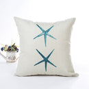 Blue Sea House Starfish Cotton Linen Cushion Cover Square Soft Decorative Pillow Case