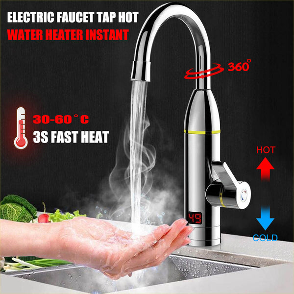 220V 3kW Instant Electric Hot Faucet Fast Water Heater Bathroom Kitchen Tap LED Display