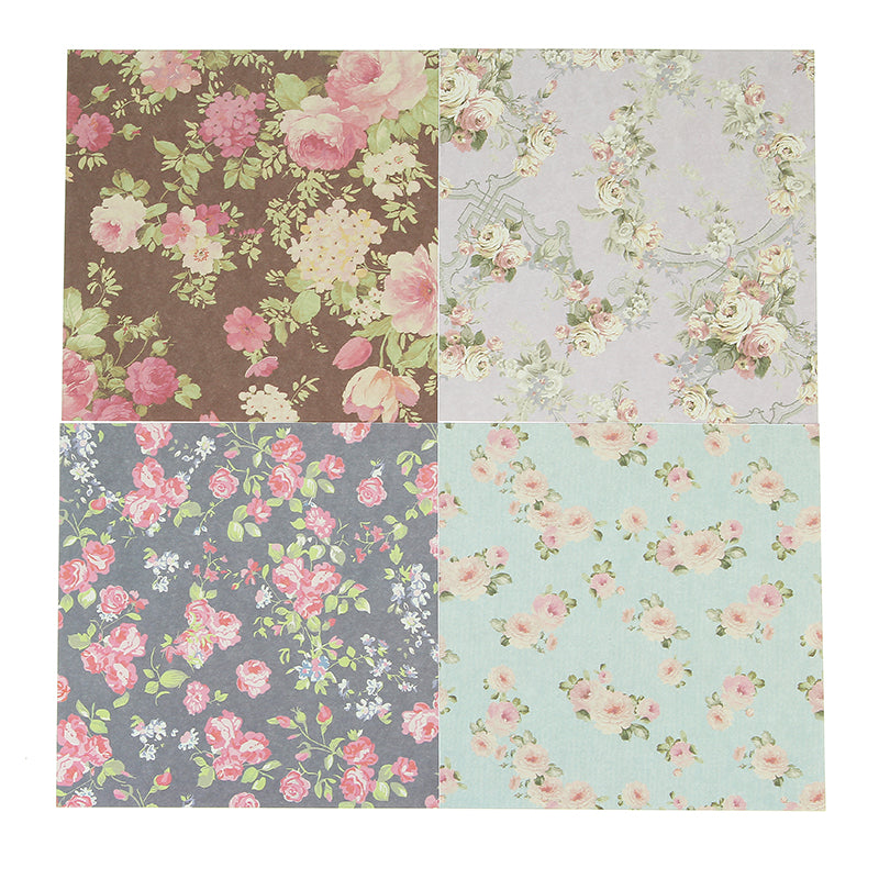 KiWarm 24Sheets 15x15cm Assorted Floral Folding Paper Origami Art Background Paper Card Making DIY Scrapbook Paper Craft Paper Art