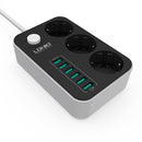 Power Strip Outlet Surge Protector with 3 AC Outlets and 6 USB Charging Ports EU Standard