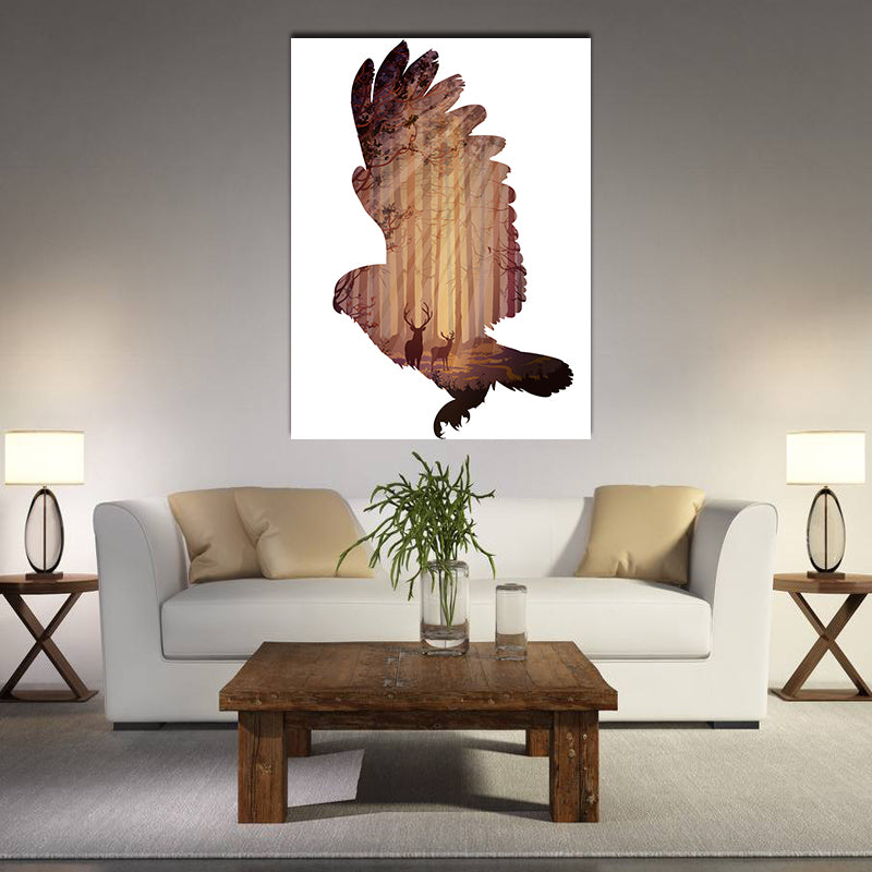 Miico Hand Painted Oil Paintings Simple Style-B Flying Owl Wall Art For Home Decoration Painting
