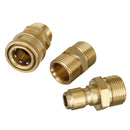 3pcs M22 To 3/8 Quick-Connect Pressure Washer Hose Coupling Pipes Fittings