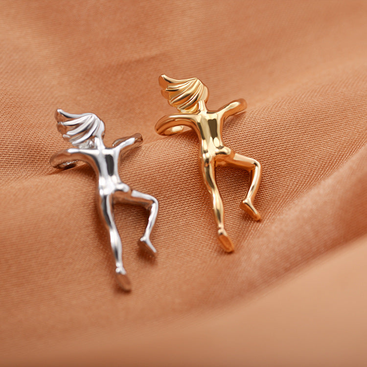 Funny Figure Gymnast Human Shape Earring No Piercing Ear Clip Trendy Earrings for Women