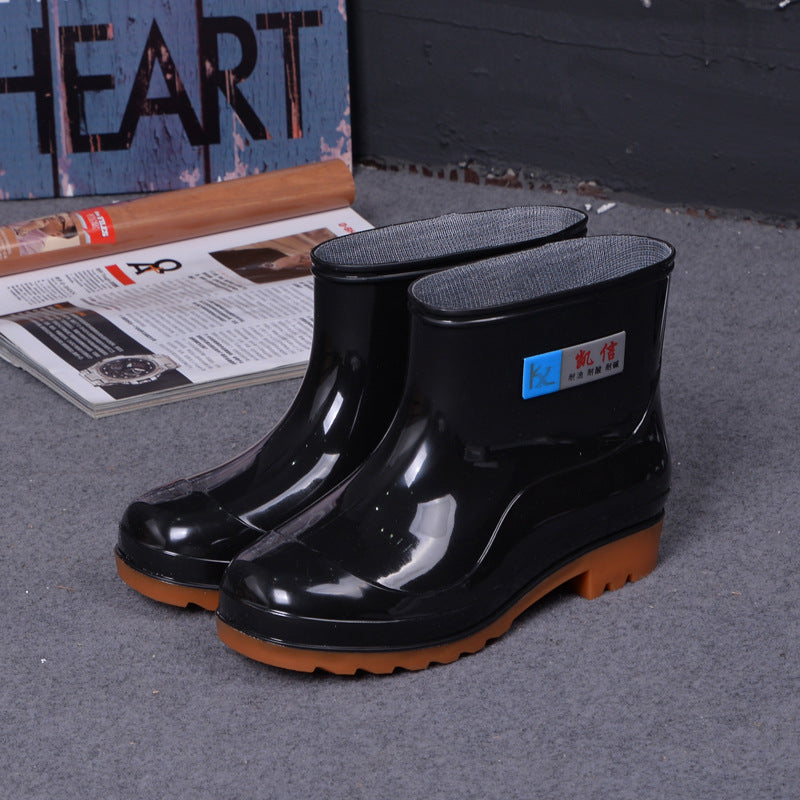 Men Rain Boots Casual Non-Slip Breathable Waterproof Outdoor Slip on Ankle Boots