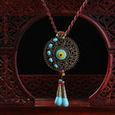 Ethnic Round Tassels Necklace Long-Style Alloy Necklace For Women