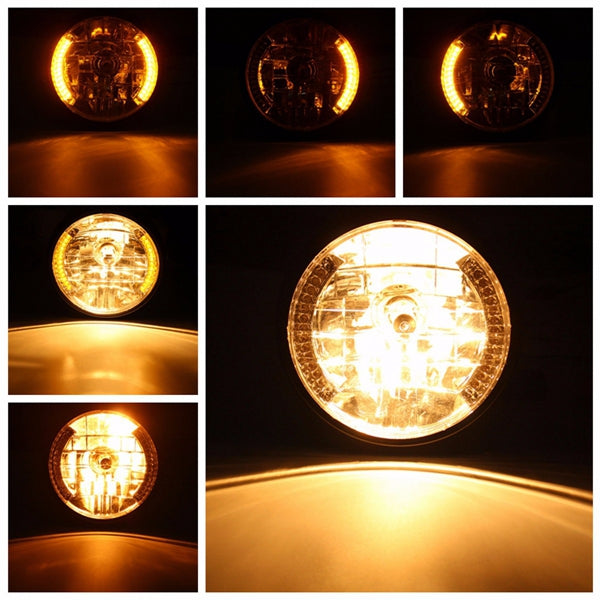 7inch H4 35W Motorcycle Headlight Amber LED Turn Signal Indicators For Harley Honda