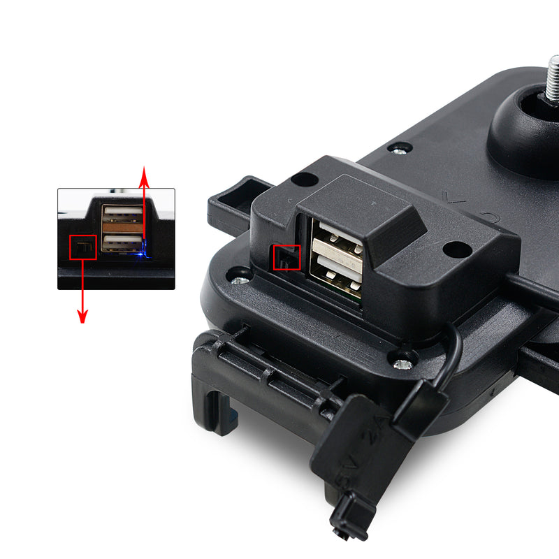 Dual USB Charger CS-344B2 Phone Holder 360 Rotation Stand For Motocycle Bike Rearview Holder For 4''-6.5'' Smart Phone