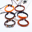 6 Pcs Vintage Bangle Bracelets Set Stretch Multi Row Leather Adjustable Multilayer Bracelet