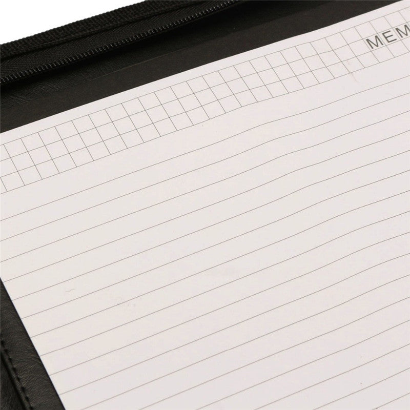 Document File Folder PU Leather Zipped Ring Binder Conference Bag Business Briefcase Office School Supply