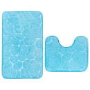 2 PCS Non Slip Toilet Cover Rugs Bath Mat Set Bath Shower Bathroom Floor Carpet