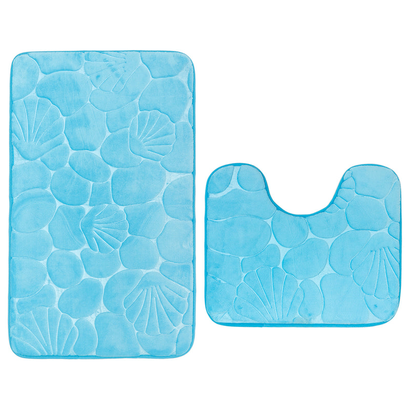 2 PCS Non Slip Toilet Cover Rugs Bath Mat Set Bath Shower Bathroom Floor Carpet