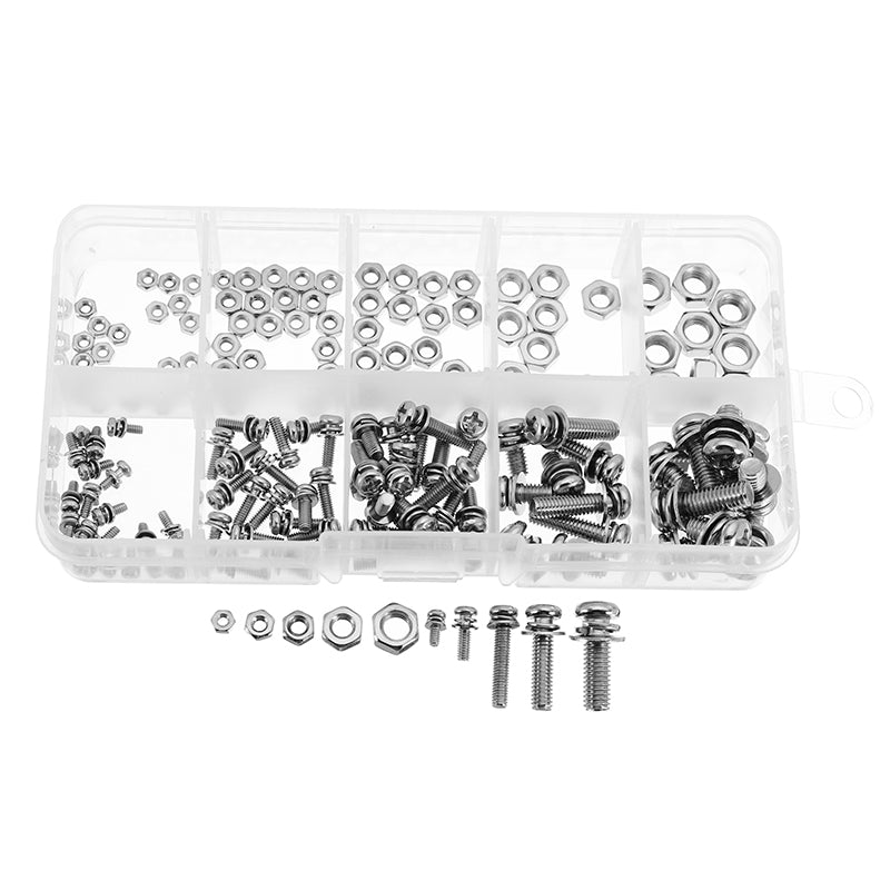 Suleve MXSP1 Steel Phillips Pan Head Screws Nuts Assortment Kit M2/M2.5/M3/M4/M5 160Pcs