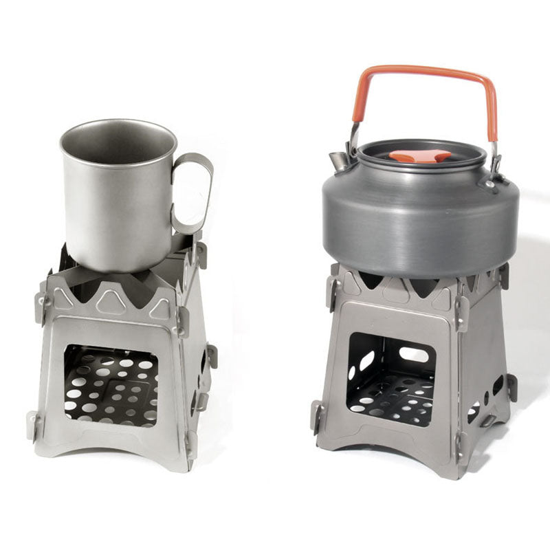 BBQ Camping Stove Portable Ultralight Titanium Wood Burning Cooking Stove Firewood Stove