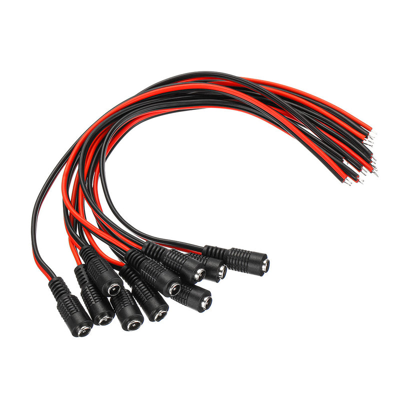 10Pcs Pure Copper Core Female DC Power Supply Wire Jack Plug Wire Connector CCTV Security Camera Surveillance LED