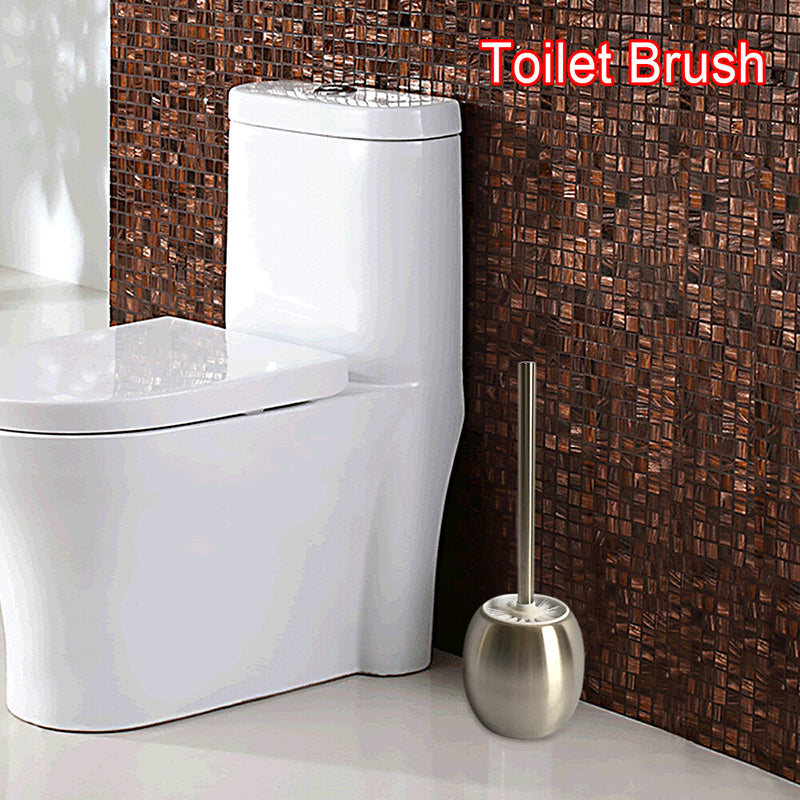 1 Set Stainless Steel Toilet Brush Holders Brush Toilet Cleaning Brush ToileF5Y5