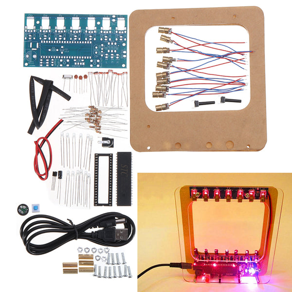 DC4.5-5.5V DIY Laser Harp Kit String DIY Keyboard Kit Electronic Parts 7 Strings Electronic DIY Kit Technology Piano Music Box