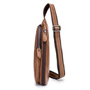 BULLCAPTAIN Men Leather Bag Crossbody Bag Outdoor Traveling Shoulder Bag Business Bag Chest Bag