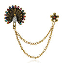 Retro Clothing Creative Fashion Chain Ancient Golden Peacock Tassel Thorn H J5G9