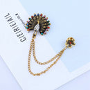 Retro Clothing Creative Fashion Chain Ancient Golden Peacock Tassel Thorn H J5G9